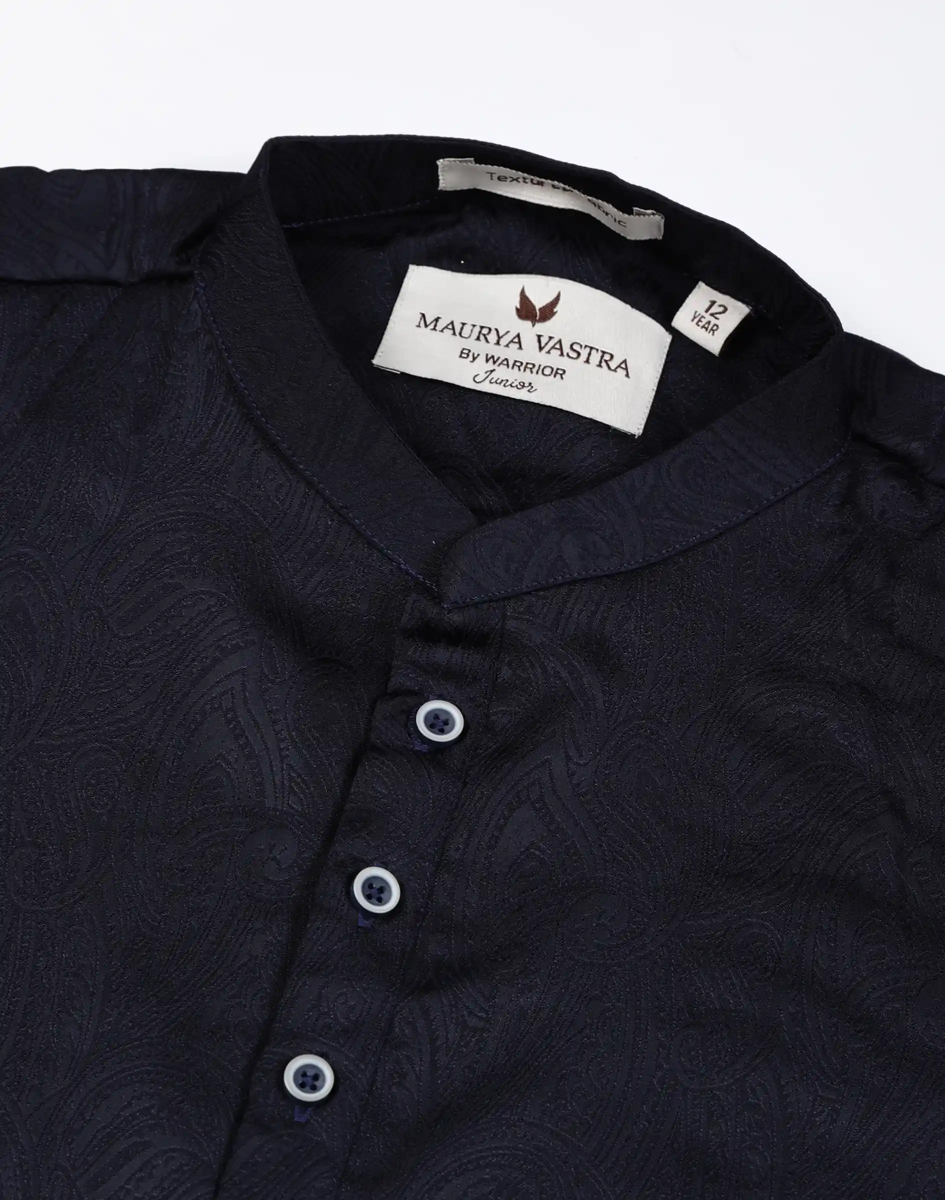 Maurya Vastra Textured Classic Navy Blue Kurta (3)
