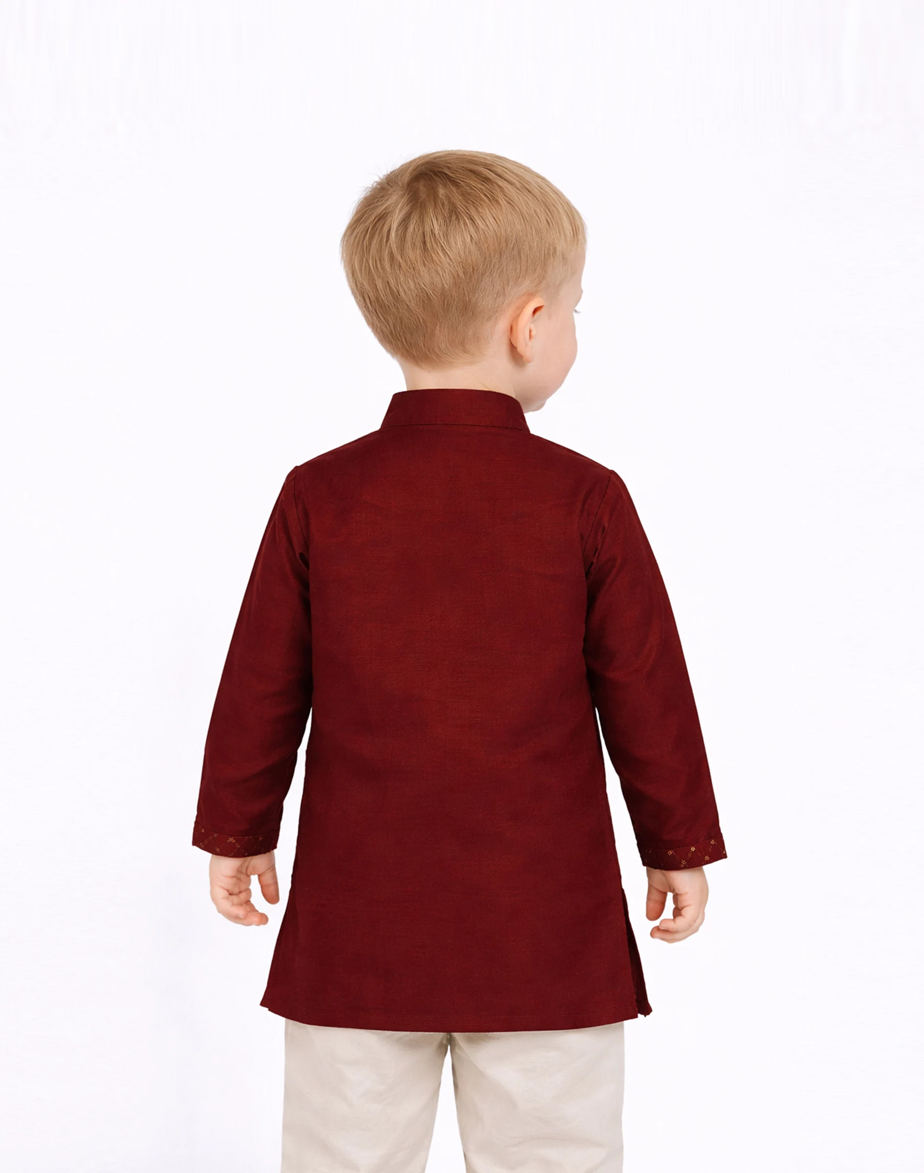 Maurya Vastra Wine Red Embroidered Boys Kurta (2)