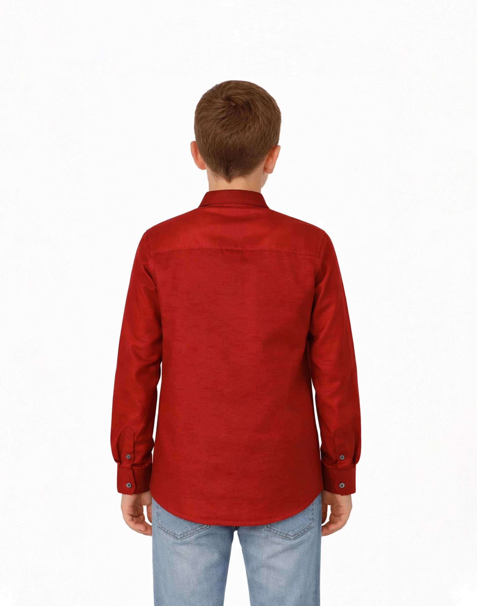 Maurya vastra Classic Red Embriodered Kids Shirt (2)