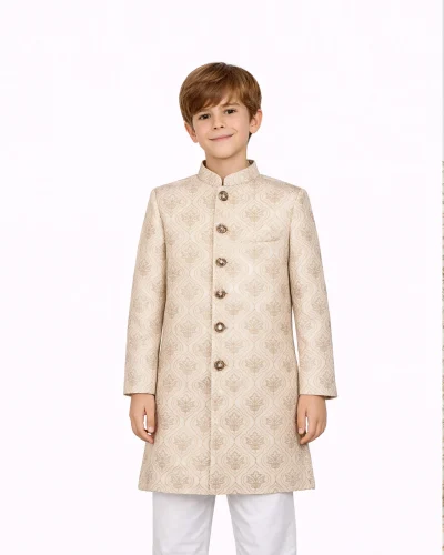 ScotWilson Ivory Gold Brocade Sherwani Set