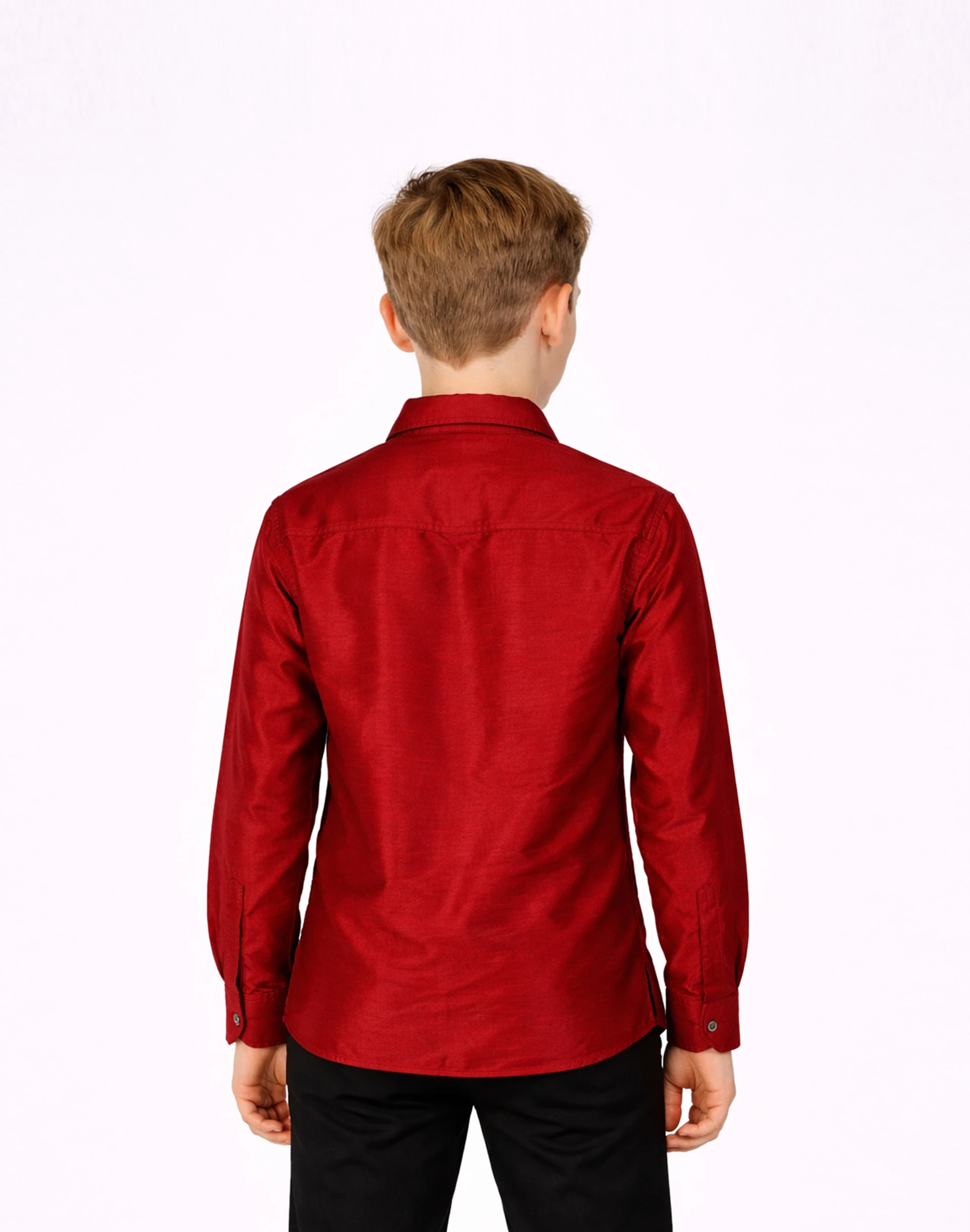 Scotwilson Kids Maroon Embroidered Panel Full Sleeve Shirt (2)