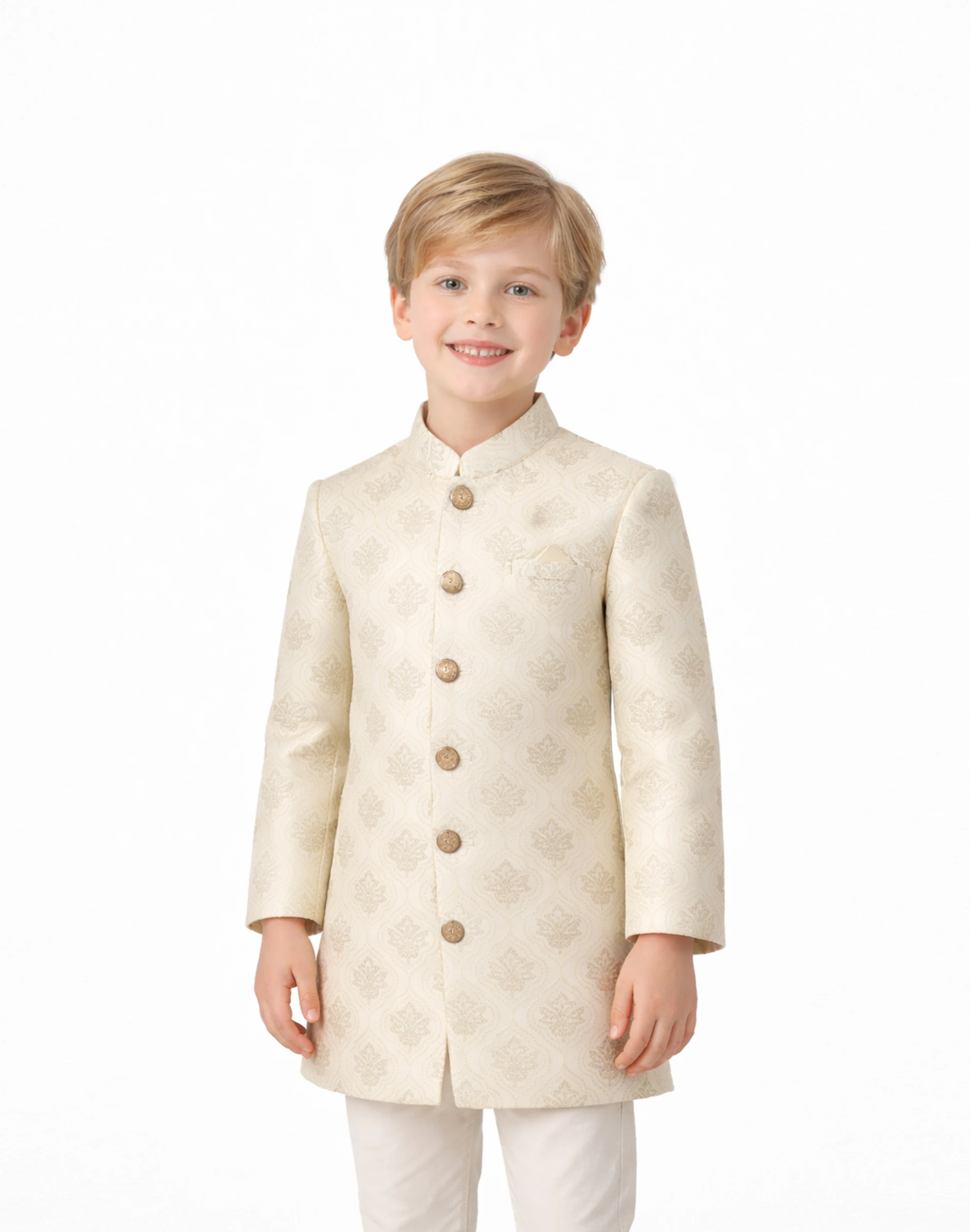 Scotwilson Masterpiece Ivory Embroidered Kids Sherwani (1)