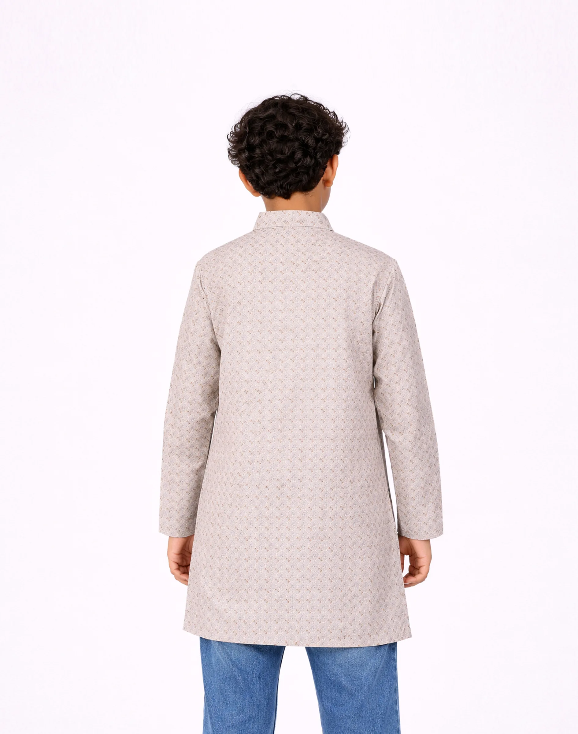 Warrior Boys Beige Printed Cotton Kurta (3)