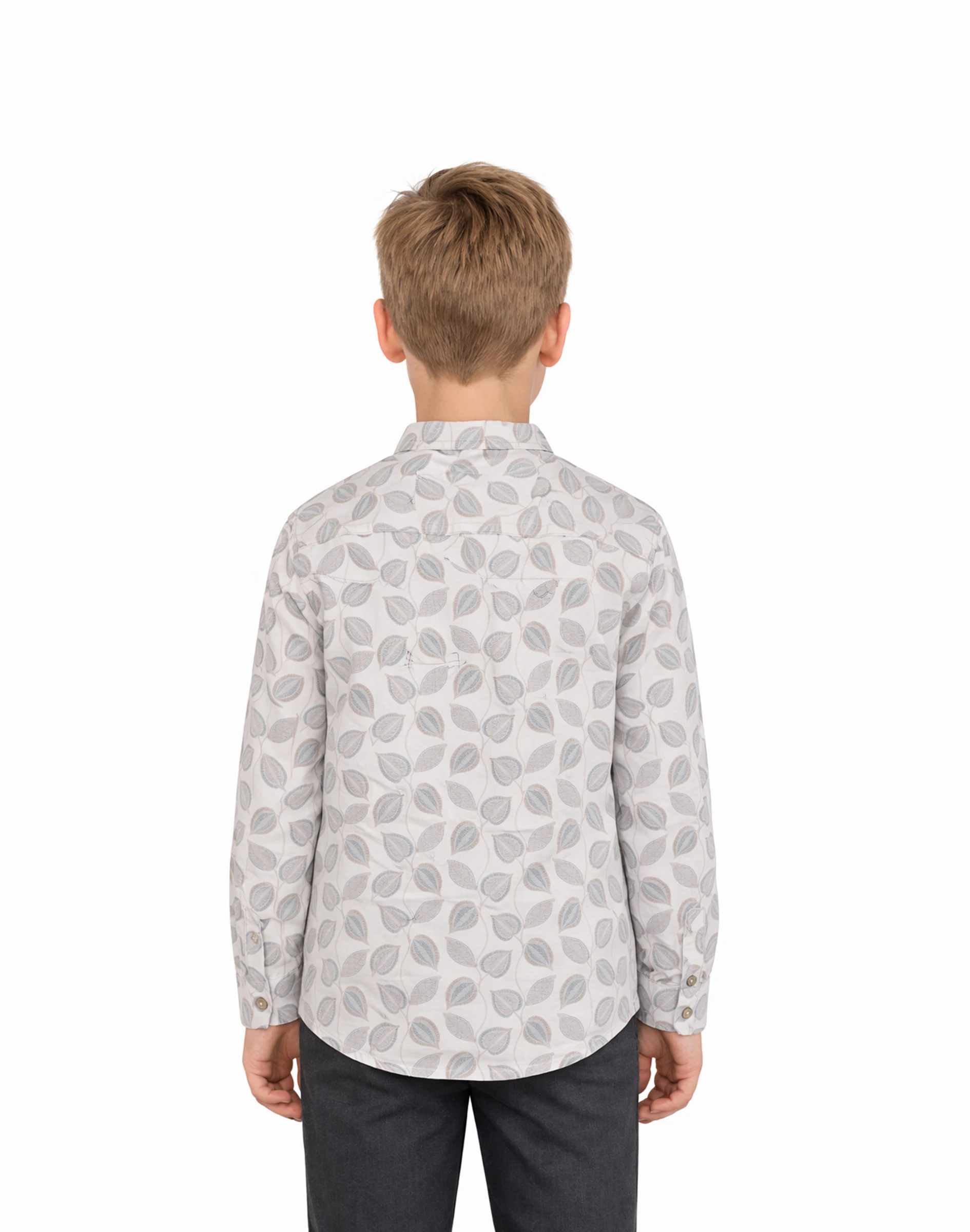 Warrior Boys Cotton Light Grey Leaf Print Ethnic Kurta (2)