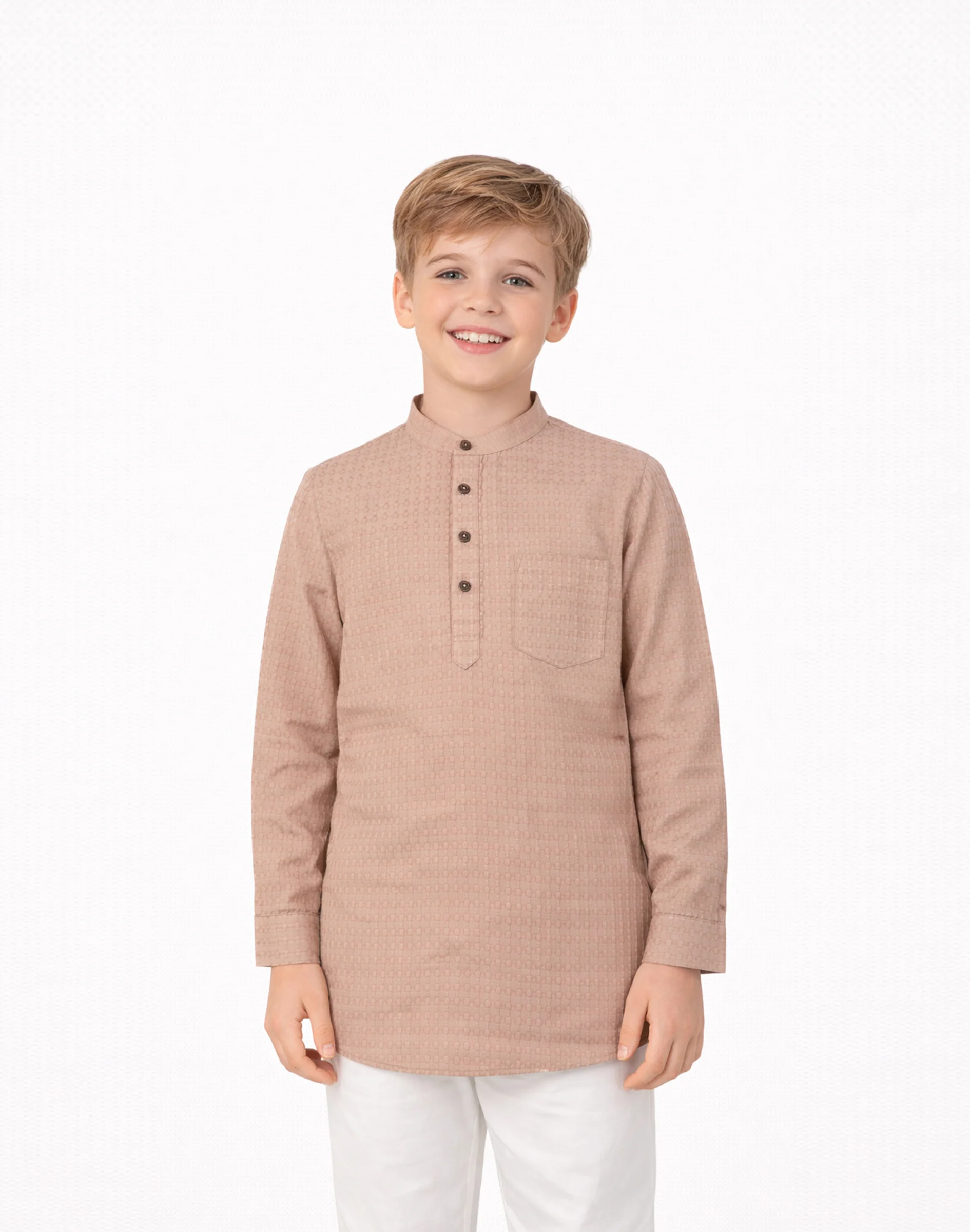 Warrior Boys Cotton Peach Textured Ethnic Kurta (3)