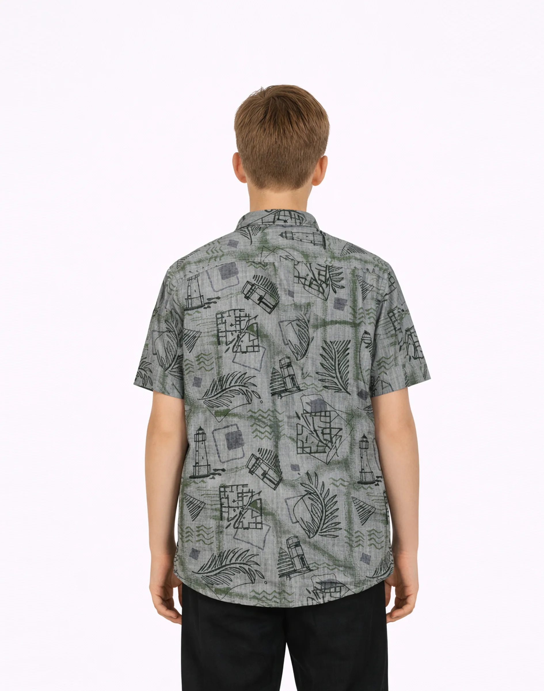 Warrior Boys Grey Abstract Printed Cotton Shirt (1)