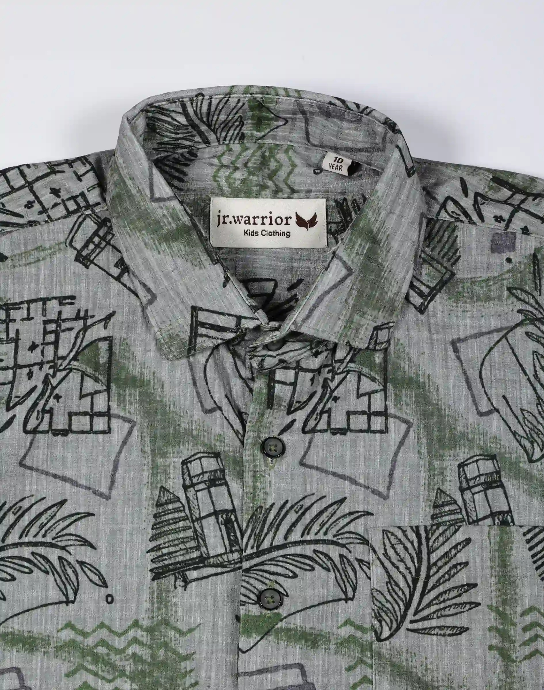Warrior Boys Grey Abstract Printed Cotton Shirt (3)