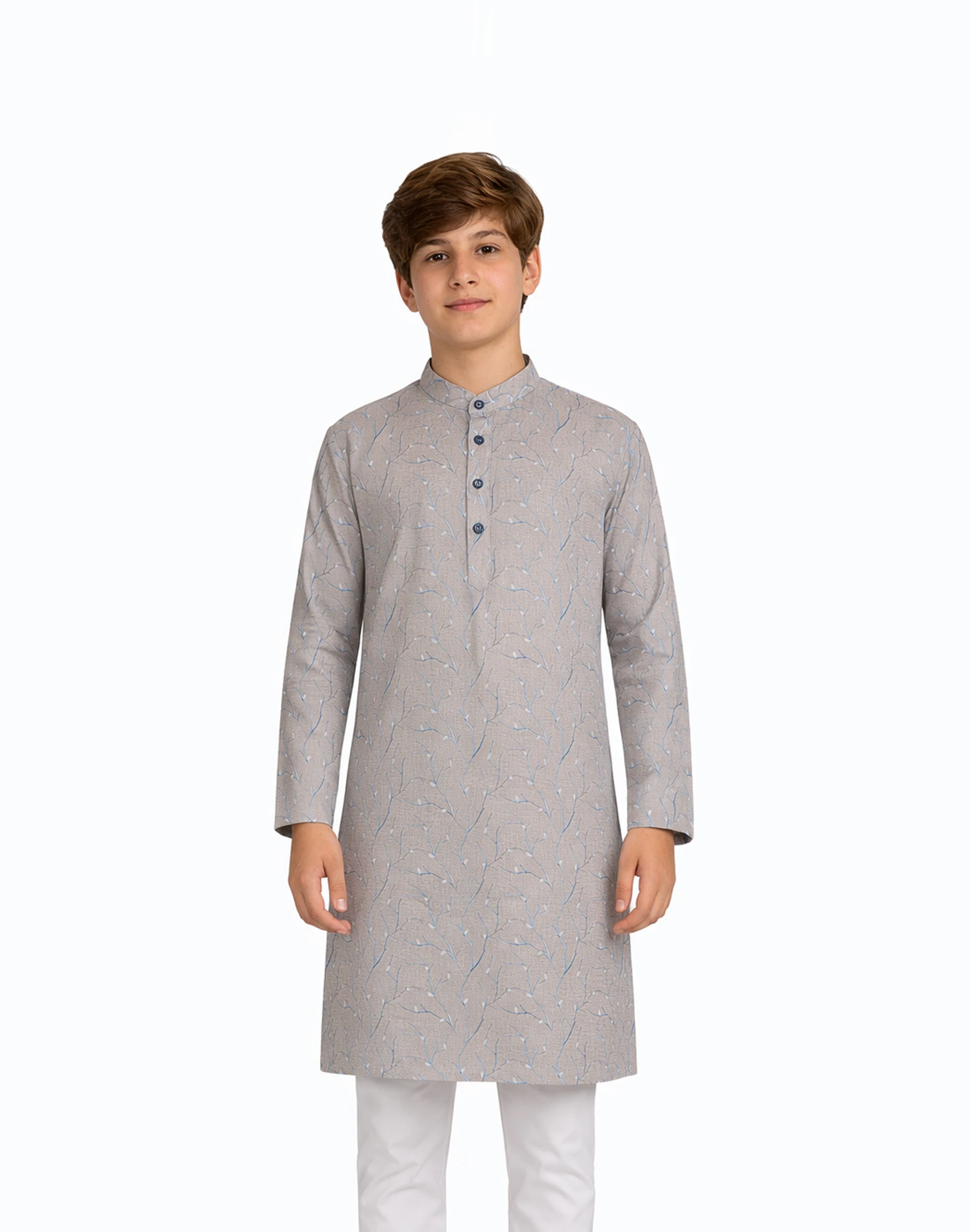 Warrior Boys Grey Cotton Short Kurta (2)