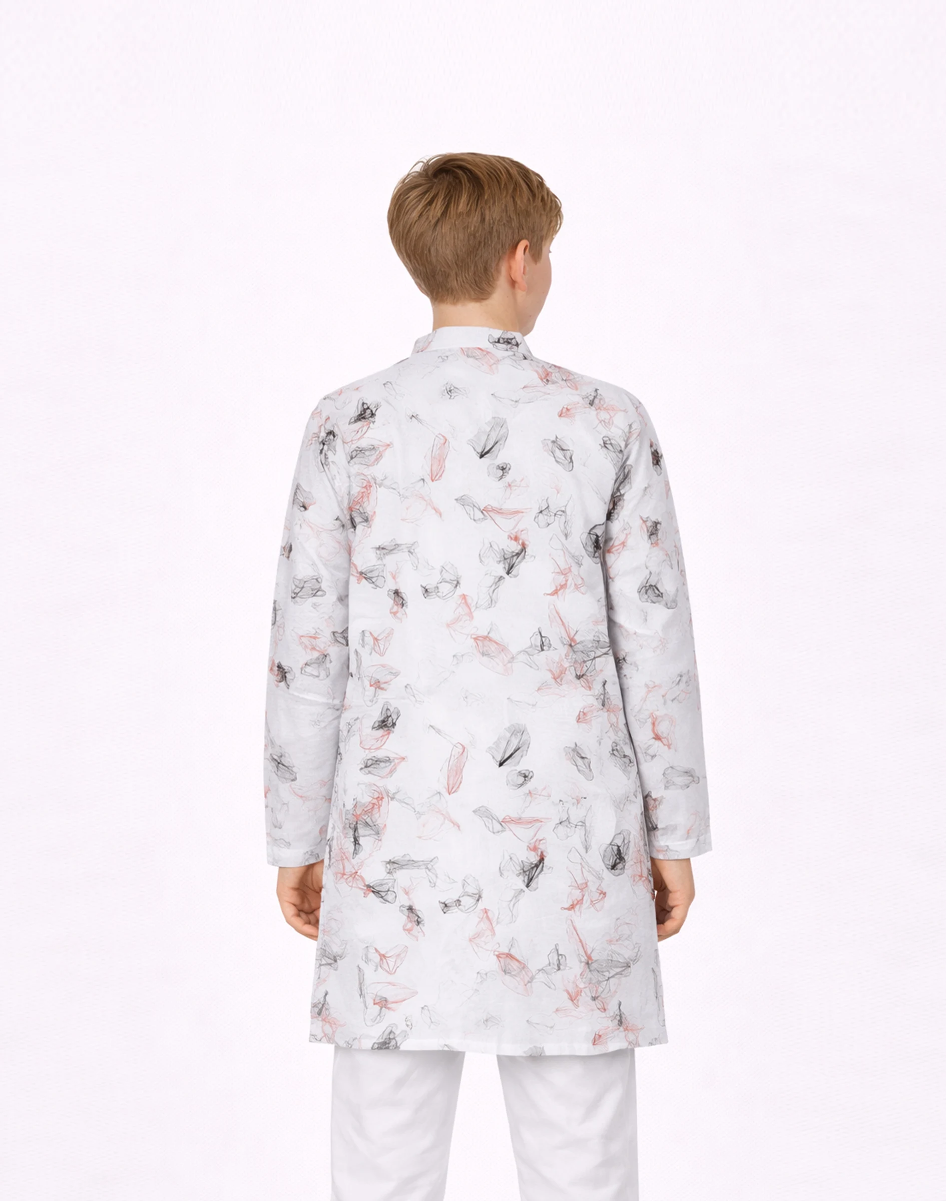 Warrior Boys Ivory Abstract Print Festive Cotton Kurta (2)