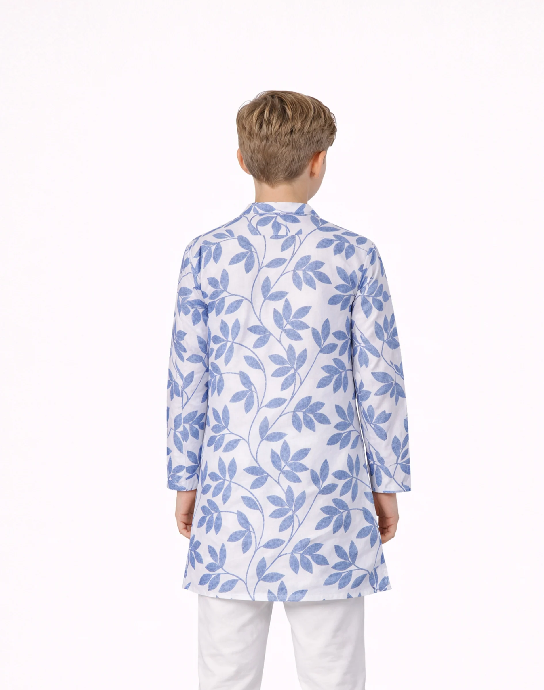 Warrior Boys Leaf Print Cotton Urban Kurta (2)