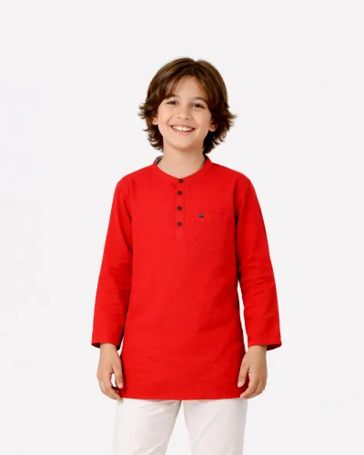 Maurya Vastra Kid’s Navy Blue Brocade Kurta