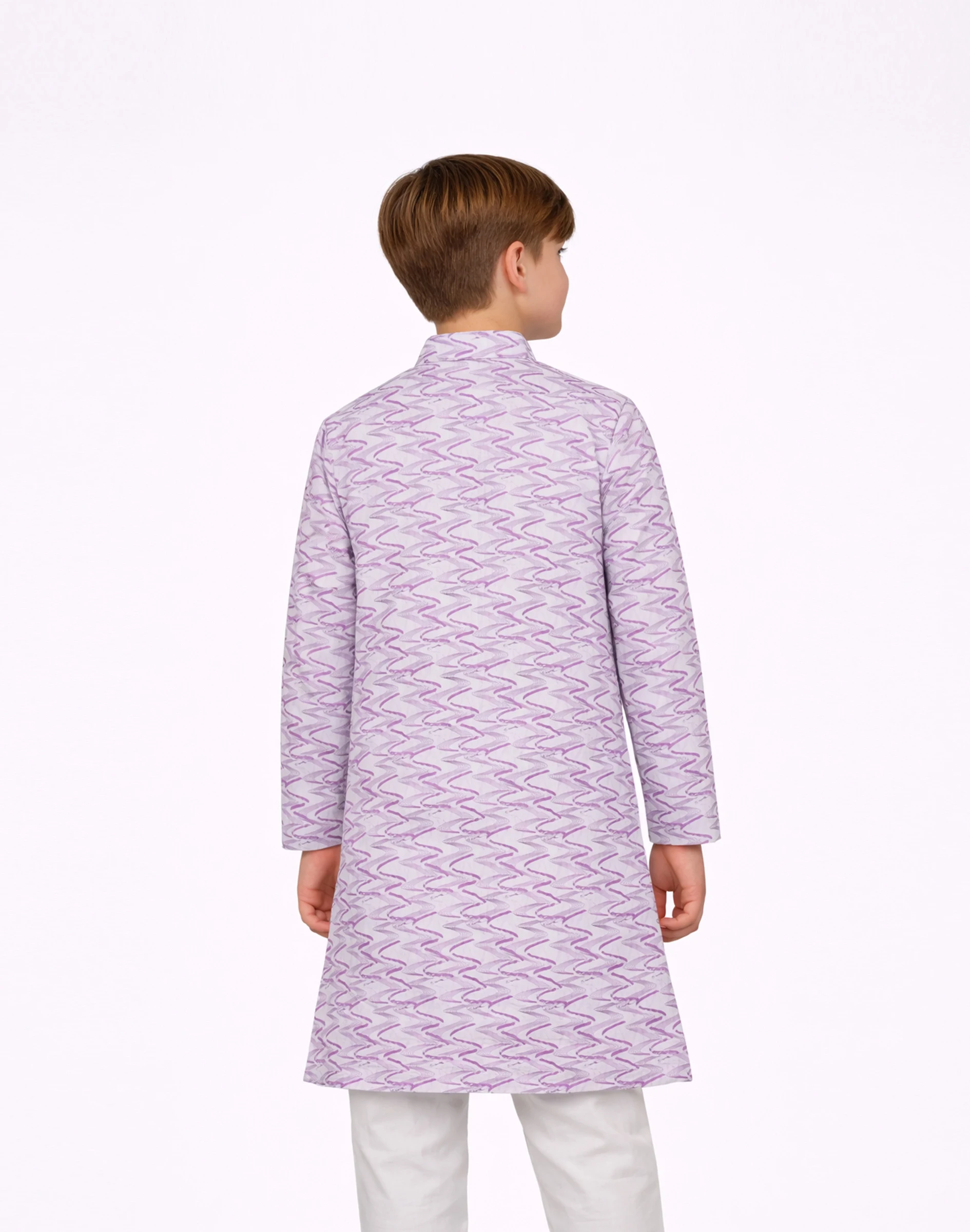 Warrior Cotton Kids Lilac Wave Printed Kurta (2)