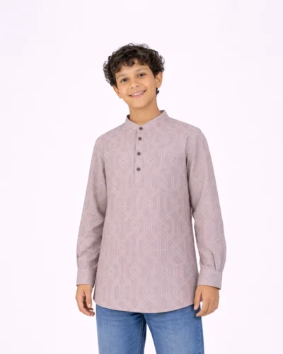 Warrior Dusty Rose Geometric Print Cotton Kurta