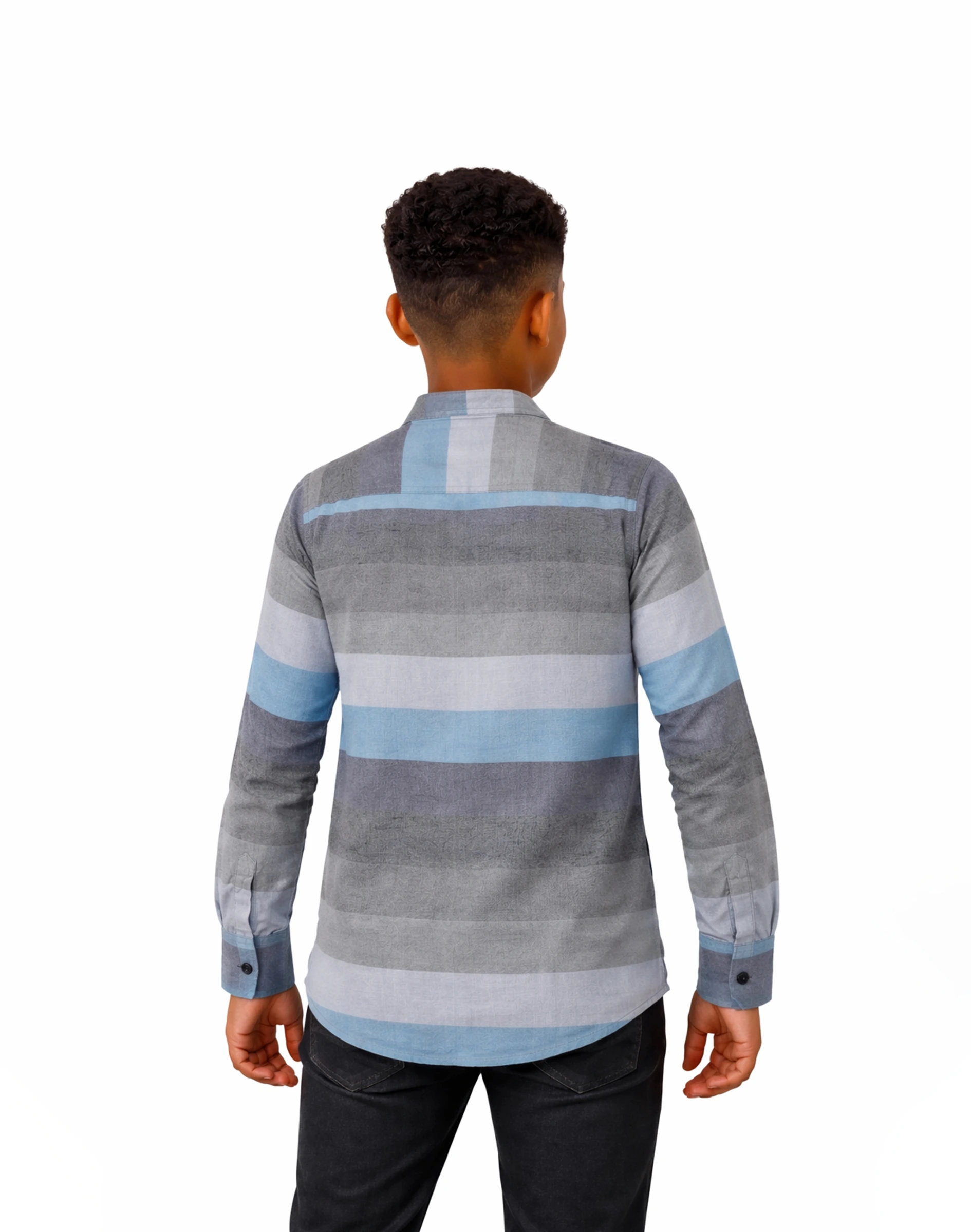 Warrior Grey & Blue Striped Kids Urban Kurta (2)