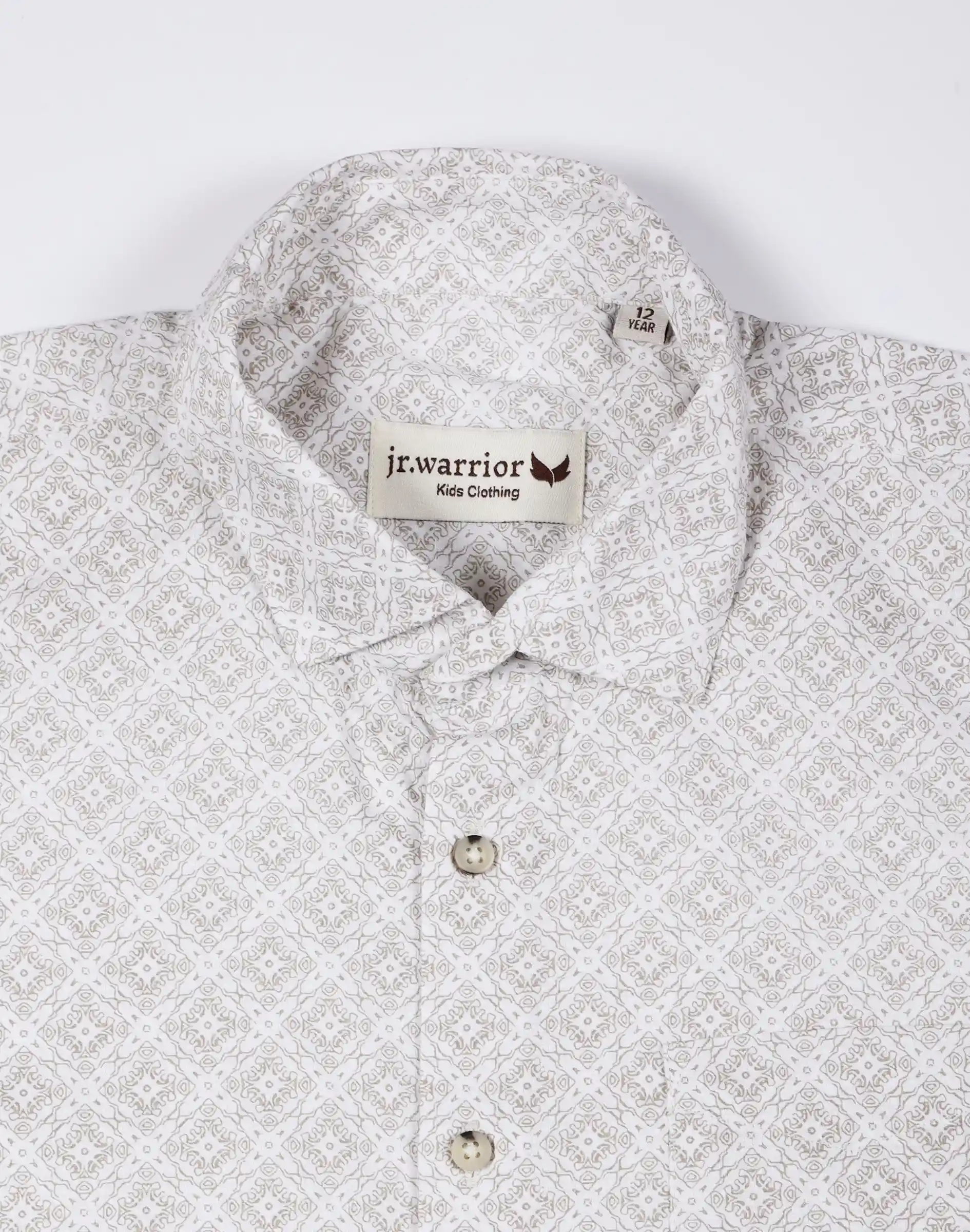 Warrior Ivory Geometric Print Half Sleeve Shirt (1)