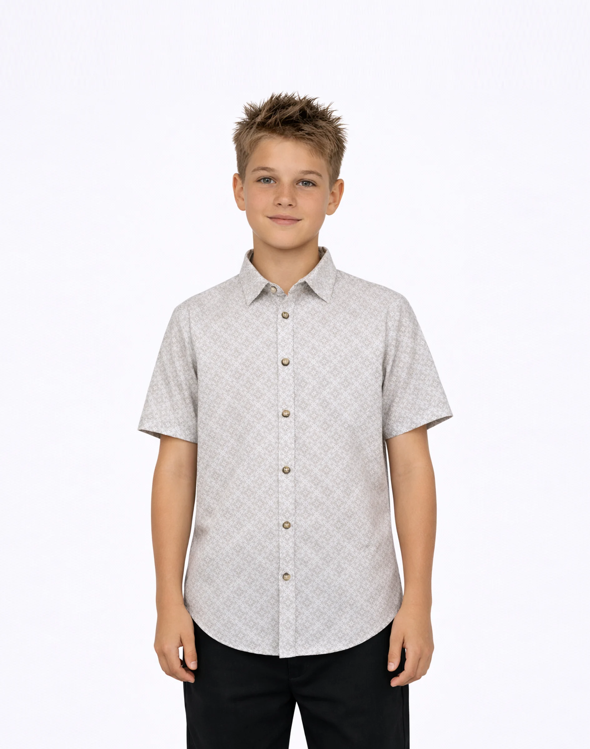 Warrior Ivory Geometric Print Half Sleeve Shirt (3)