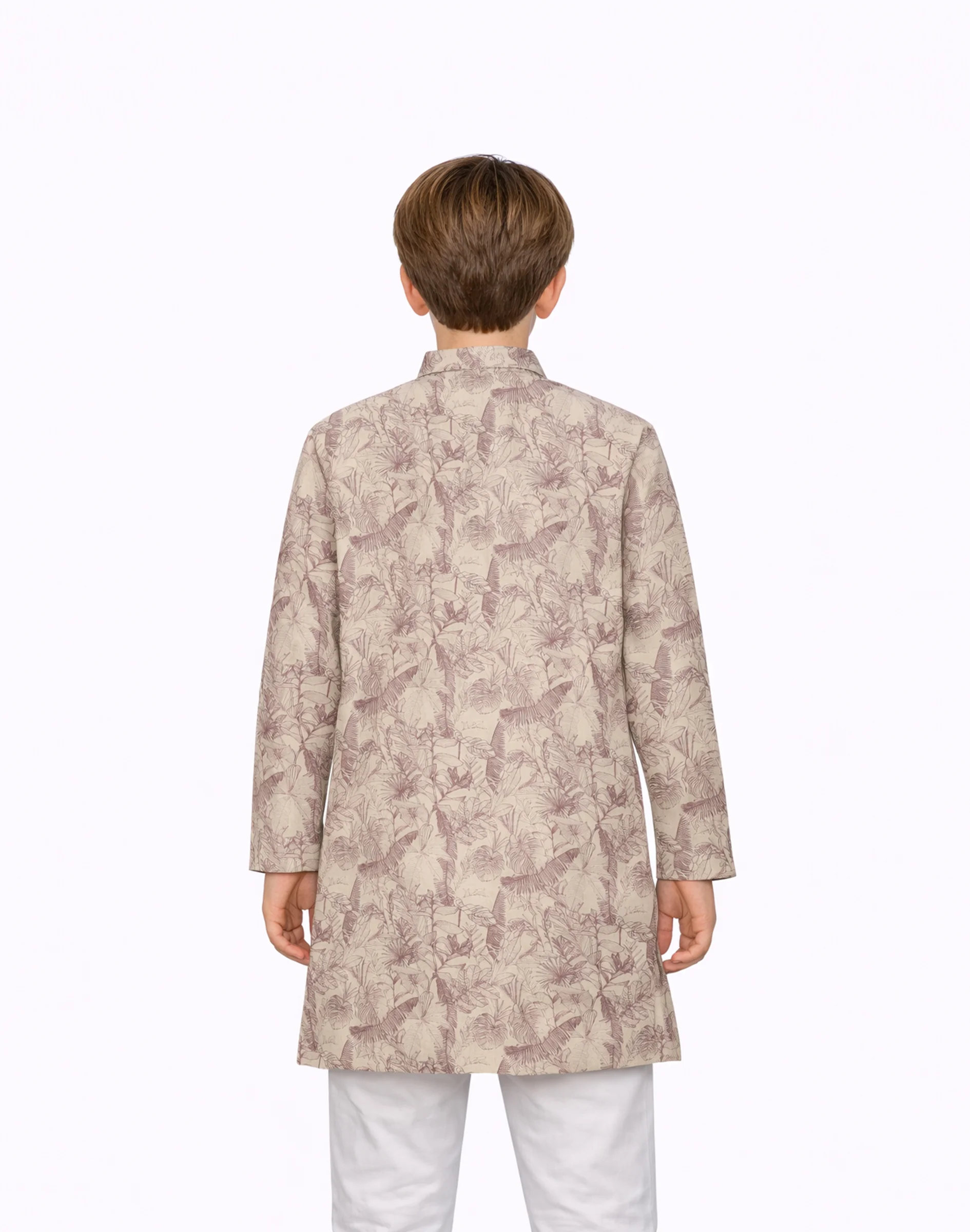 Warrior Kids Beige Garden Printed Cotton Kurta (2)