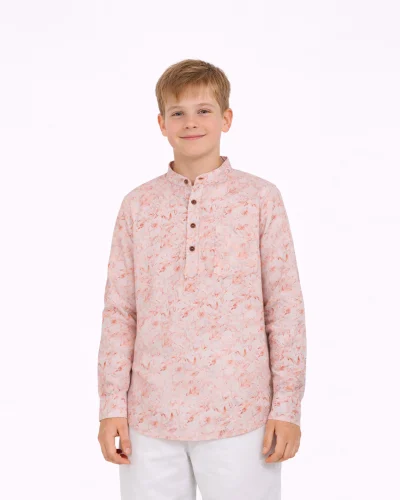 Warrior Kids Blush Leaf Printed Urban Kurta