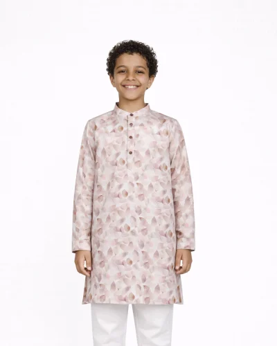 Warrior Kids Blush Leafscape Printed Kurta