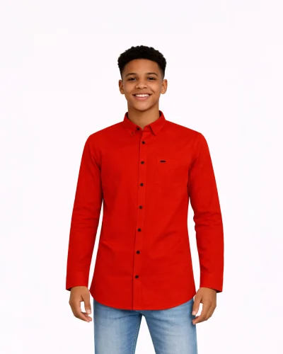 Warrior Kids Bright Red Casual Cotton Shirt