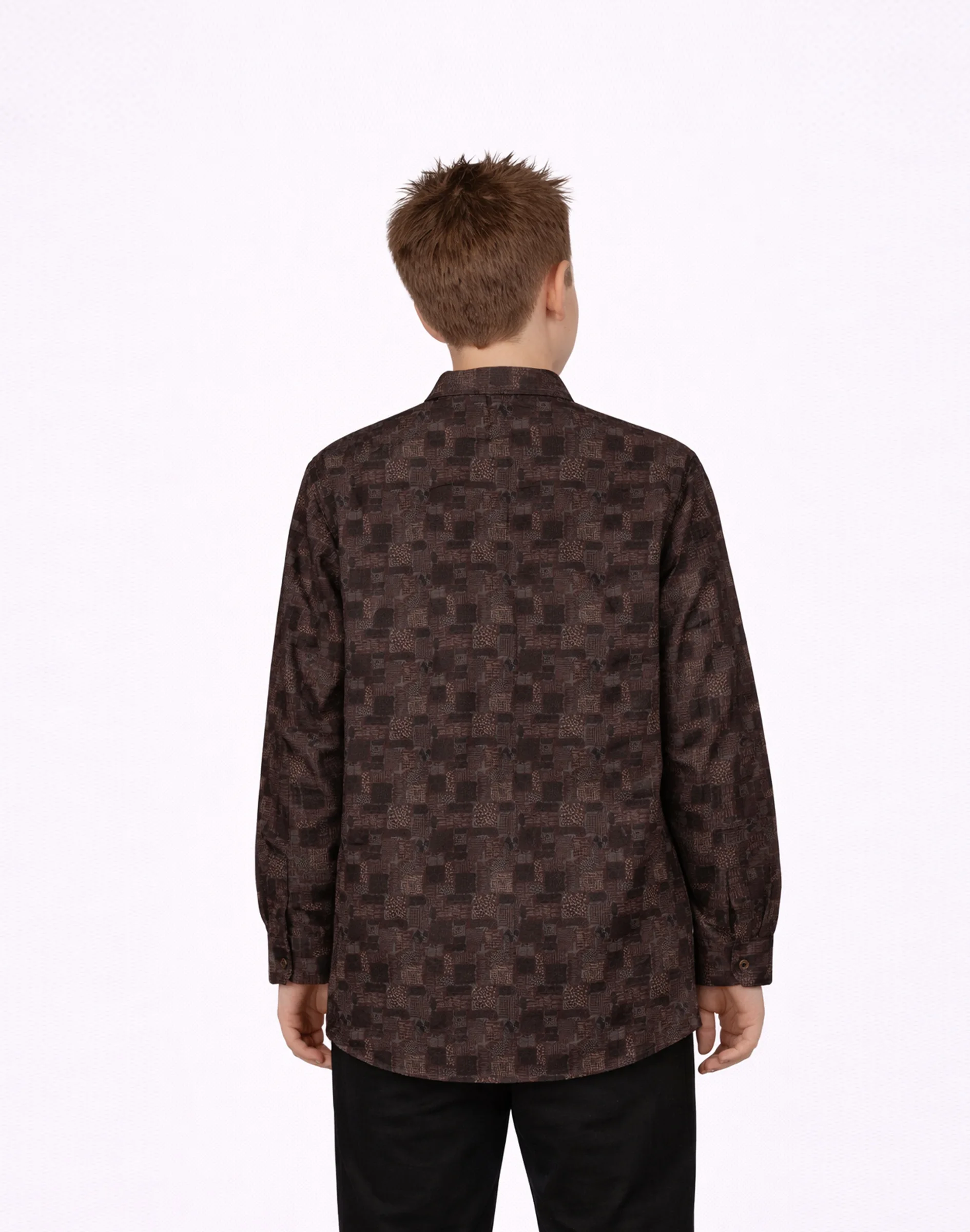Warrior Kids Brown Abstract Print Mandarin Collar Kurta (2)