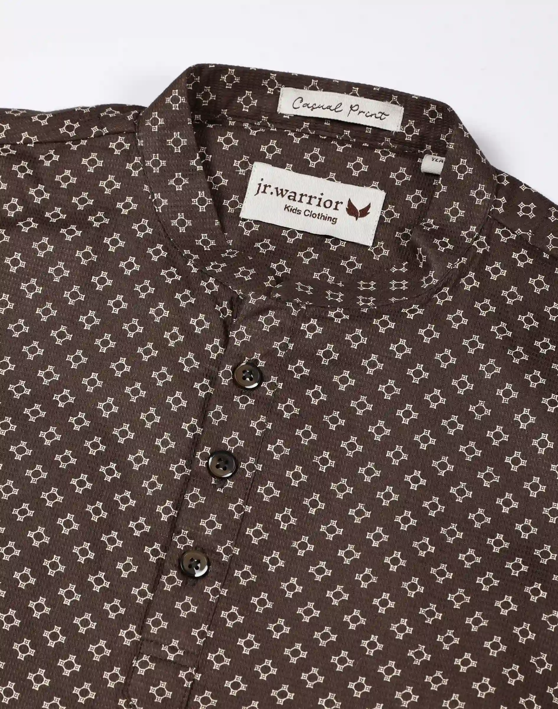 Warrior Kids Brown Geometric Printed Kurta (1)