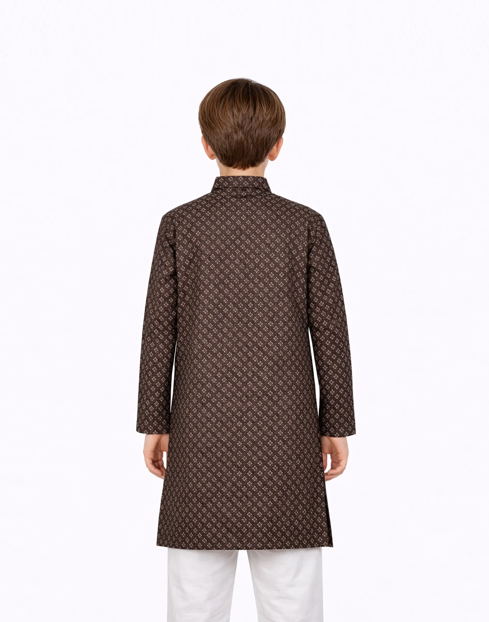 Warrior Kids Brown Geometric Printed Kurta (2)