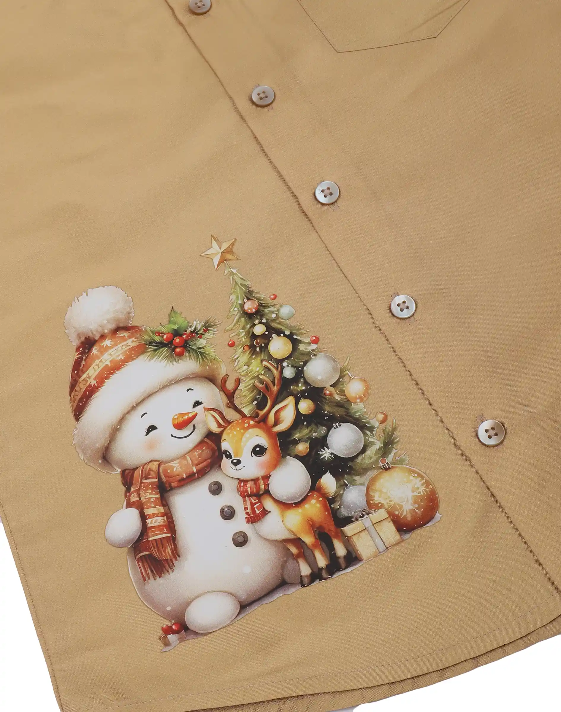 Warrior Kid’s Christmas Print Art Silk Shirt (3)
