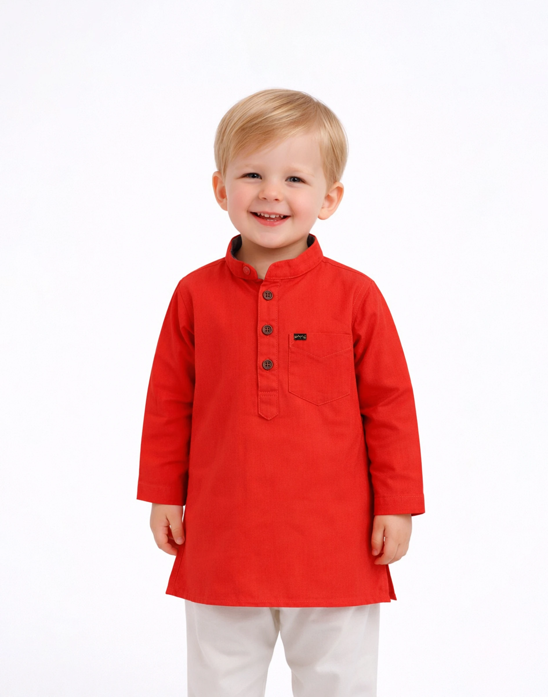 Warrior Kid’s Coral Pink Solid Cotton Kurta (1)