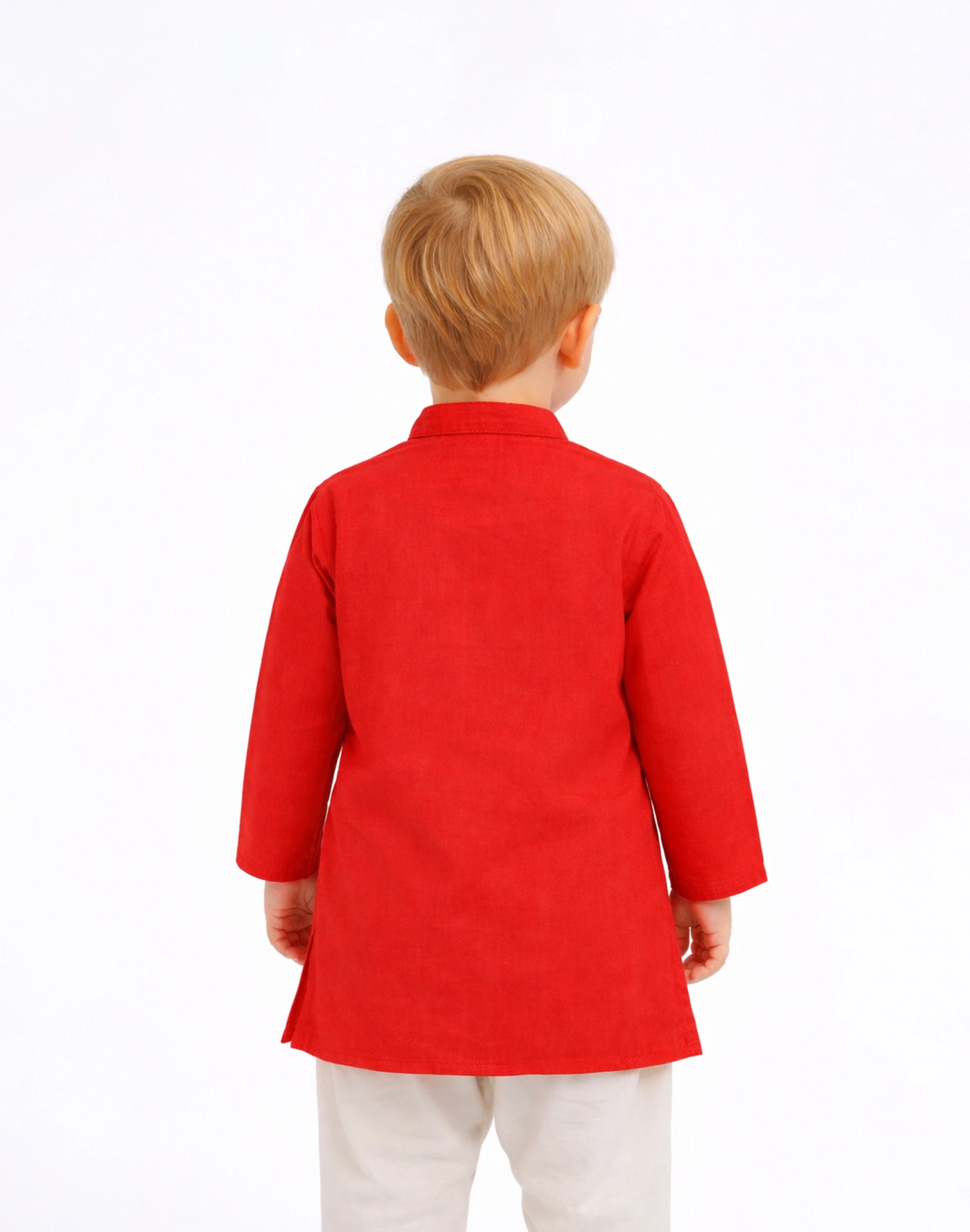 Warrior Kid’s Coral Pink Solid Cotton Kurta (2)