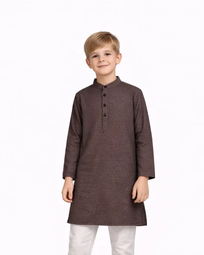 Warrior Kids Cotton Cocoa Weave Textured Kurta