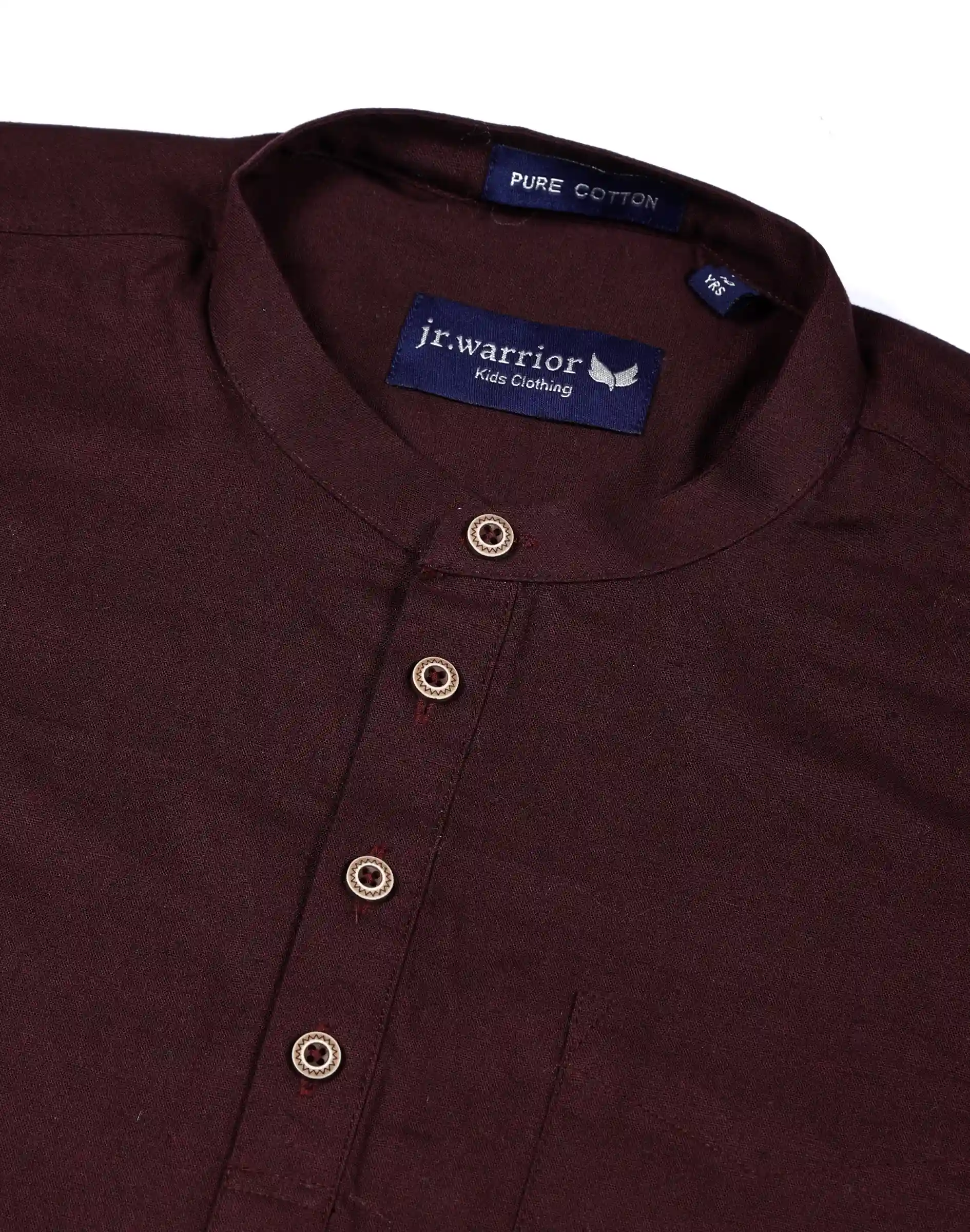 Warrior Kids Deep Maroon Mandarin Collar Kurta (1)
