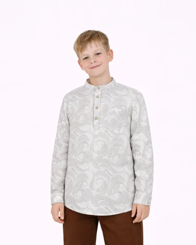 Warrior Kids Ivory Maze Print Urban Kurta