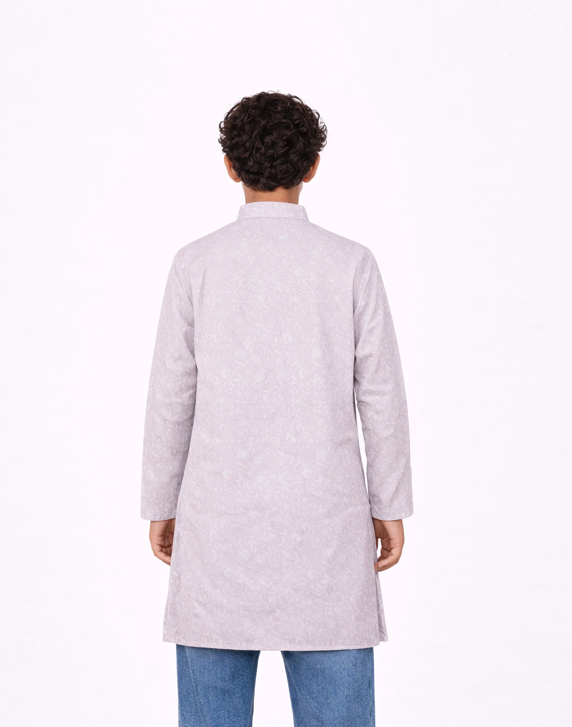 Warrior Kids Lavender Bloom Printed Cotton Kurta (2)