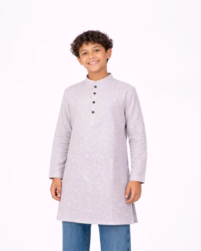 Warrior Kids Lavender Bloom Printed Cotton Kurta