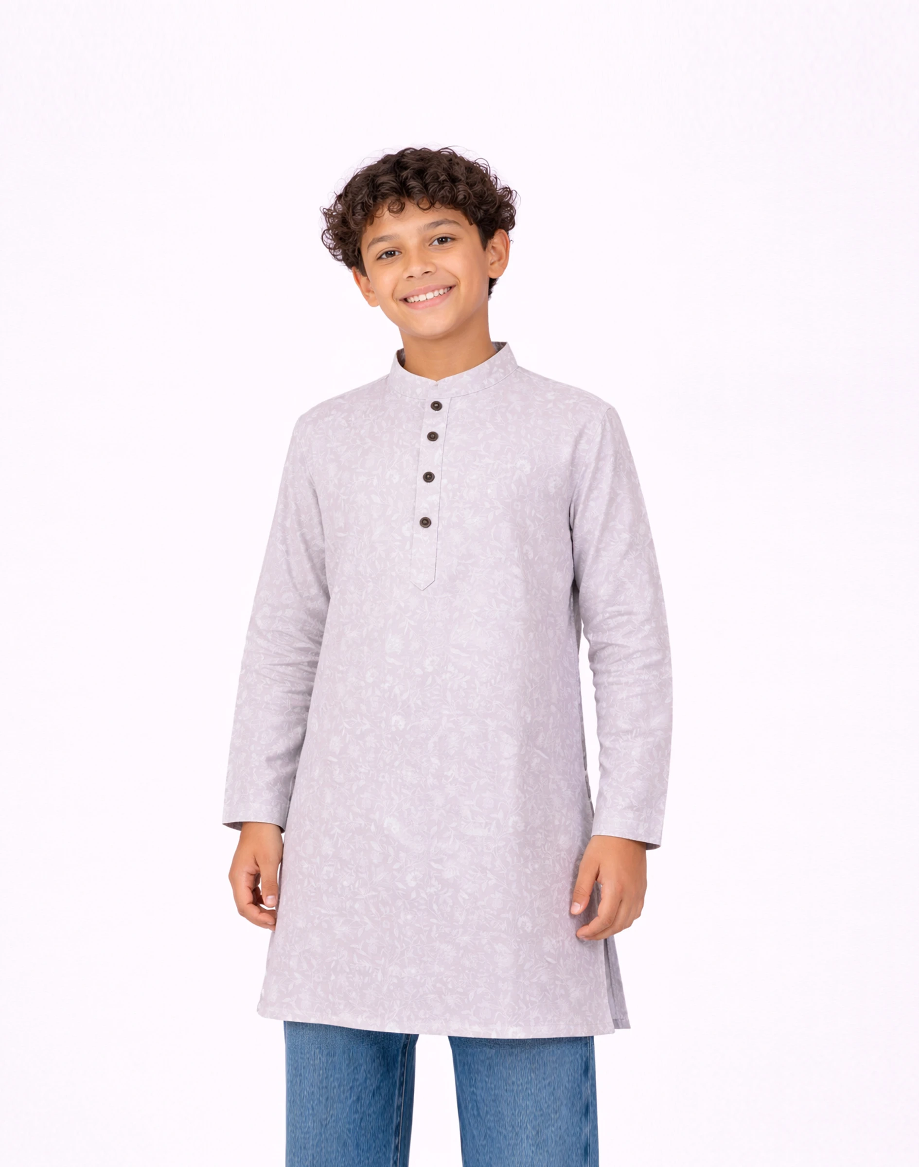 Warrior Kids Lavender Bloom Printed Cotton Kurta (3)