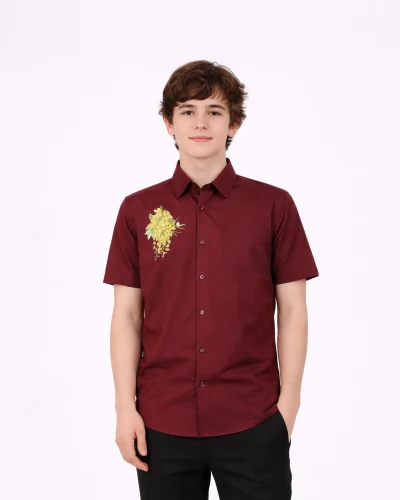 Warrior Kids Maroon Premium Shirt with Kanikonna print