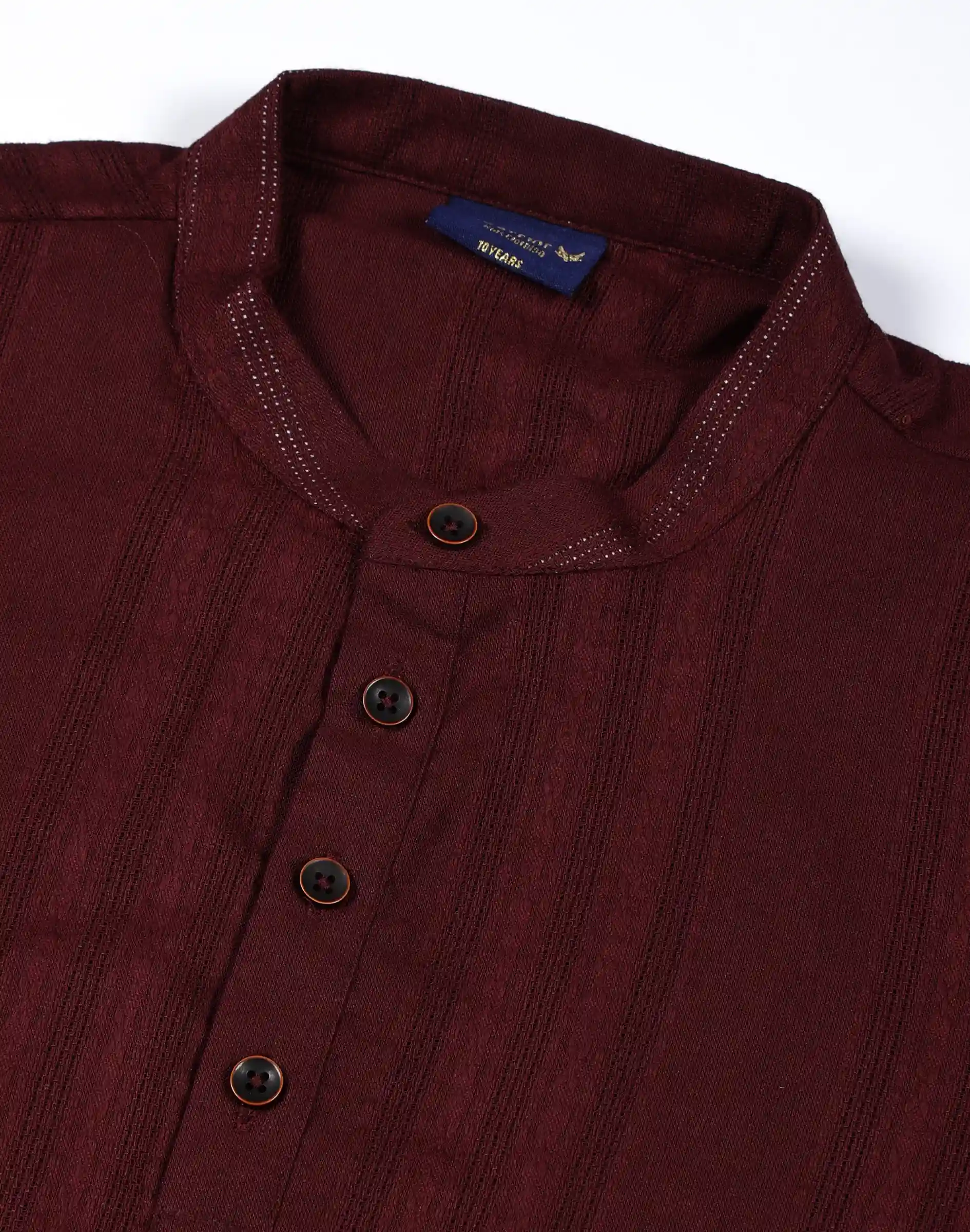 Warrior Kids Maroon Textured Mandarin Collar Kurta (1)