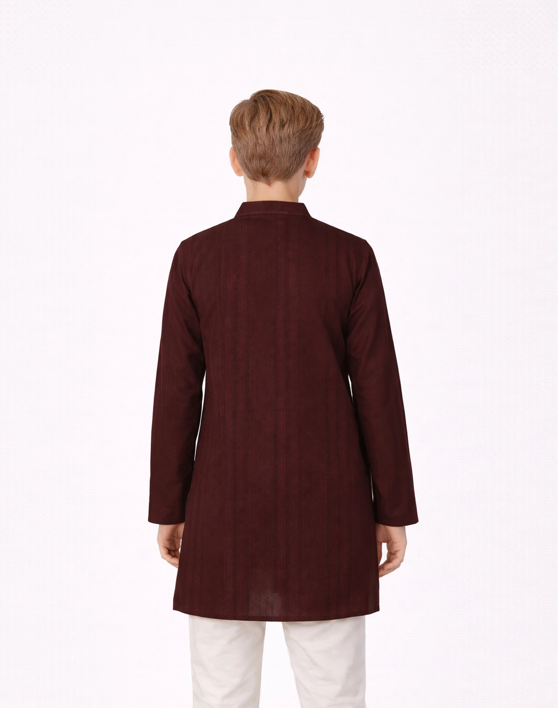 Warrior Kids Maroon Textured Mandarin Collar Kurta (2)
