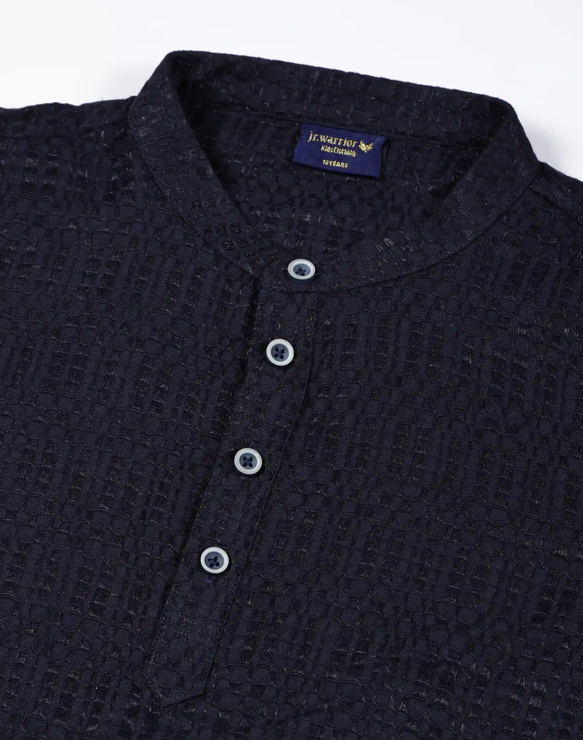 Warrior Kids Midnight Blue Textured Cotton Kurta (1)