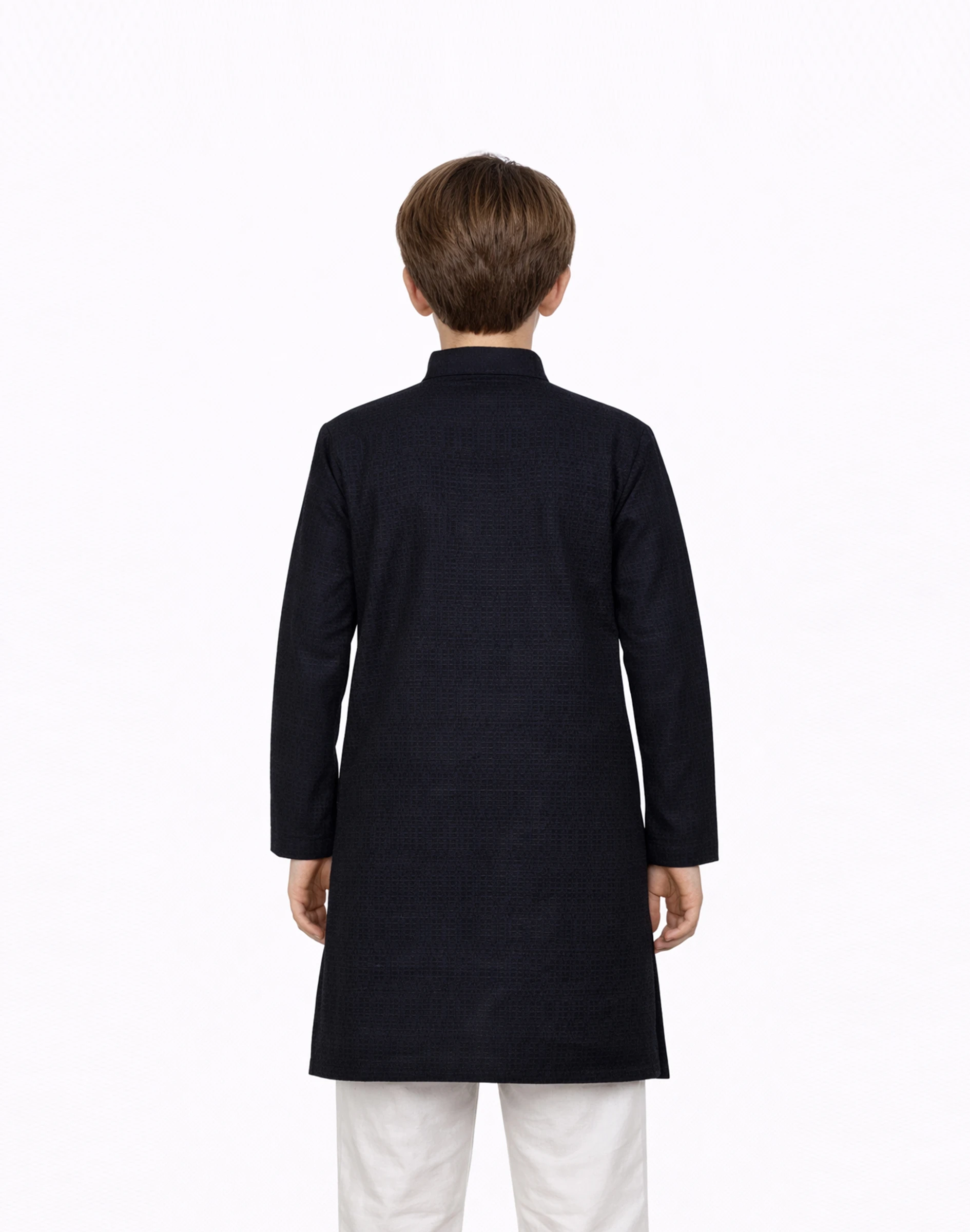 Warrior Kids Midnight Blue Textured Cotton Kurta (2)