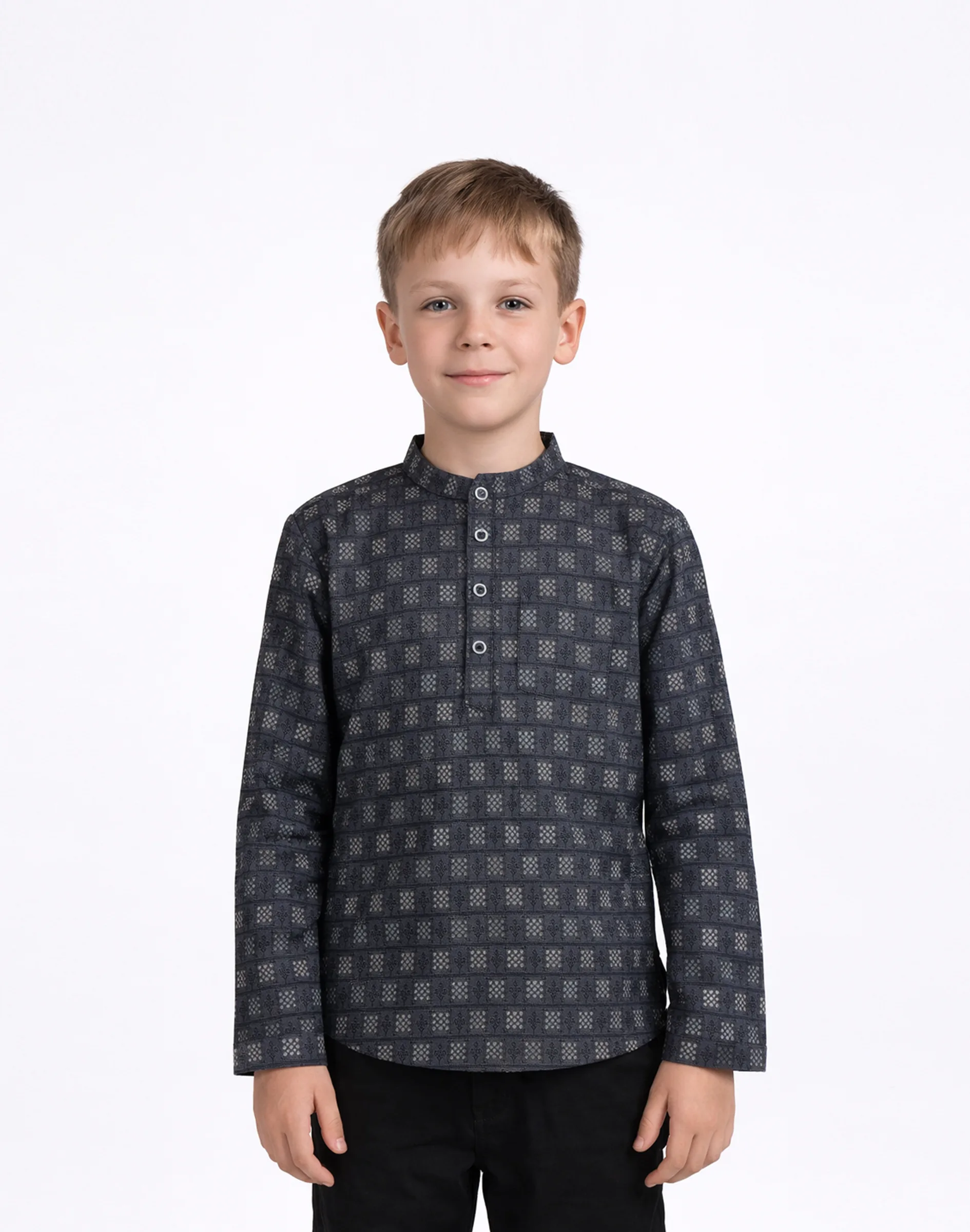 Warrior Kids Midnight Mosaic Textured Urban Kurta (1)
