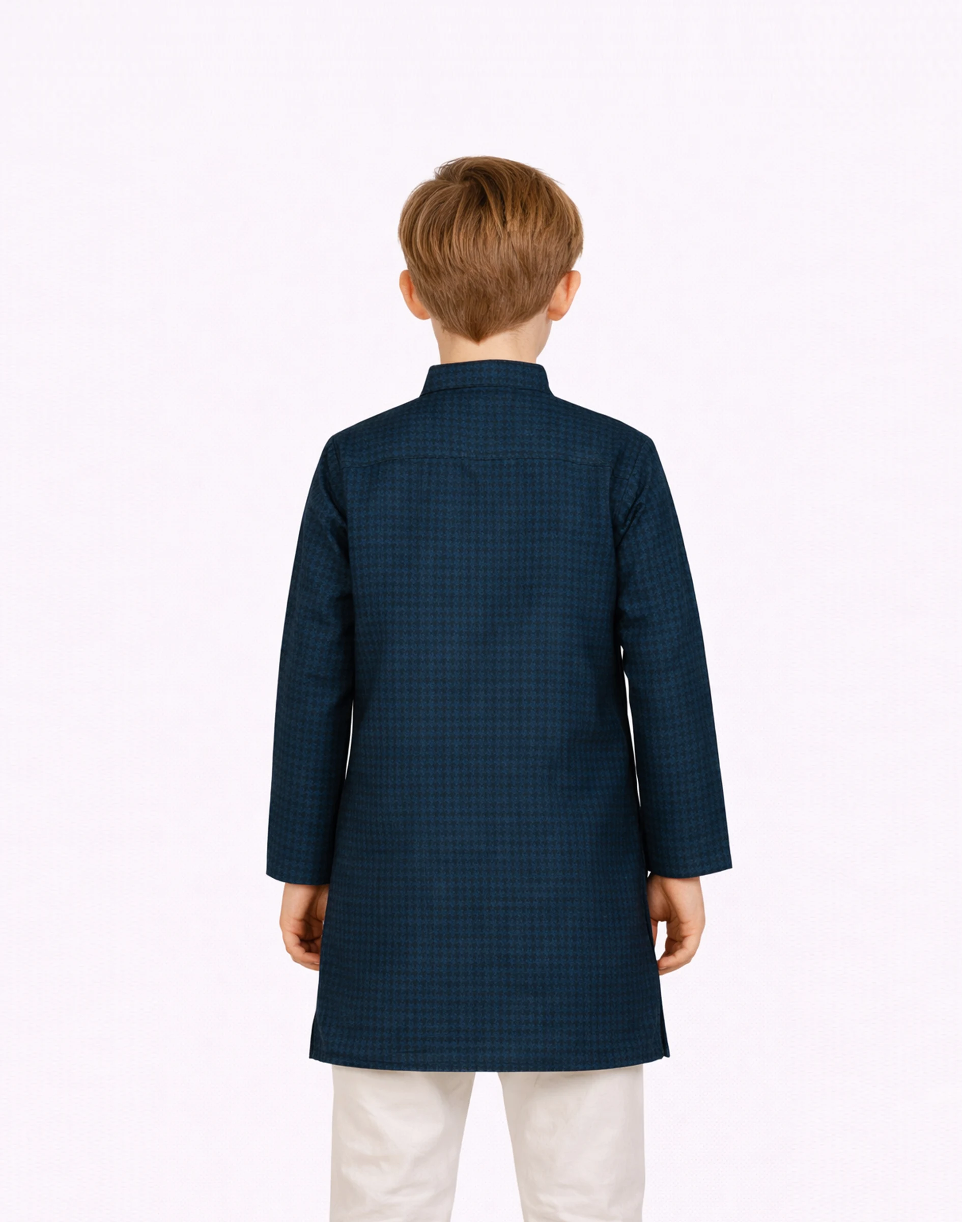 Warrior Kids Midnight Teal Textured Cotton Kurta (2)