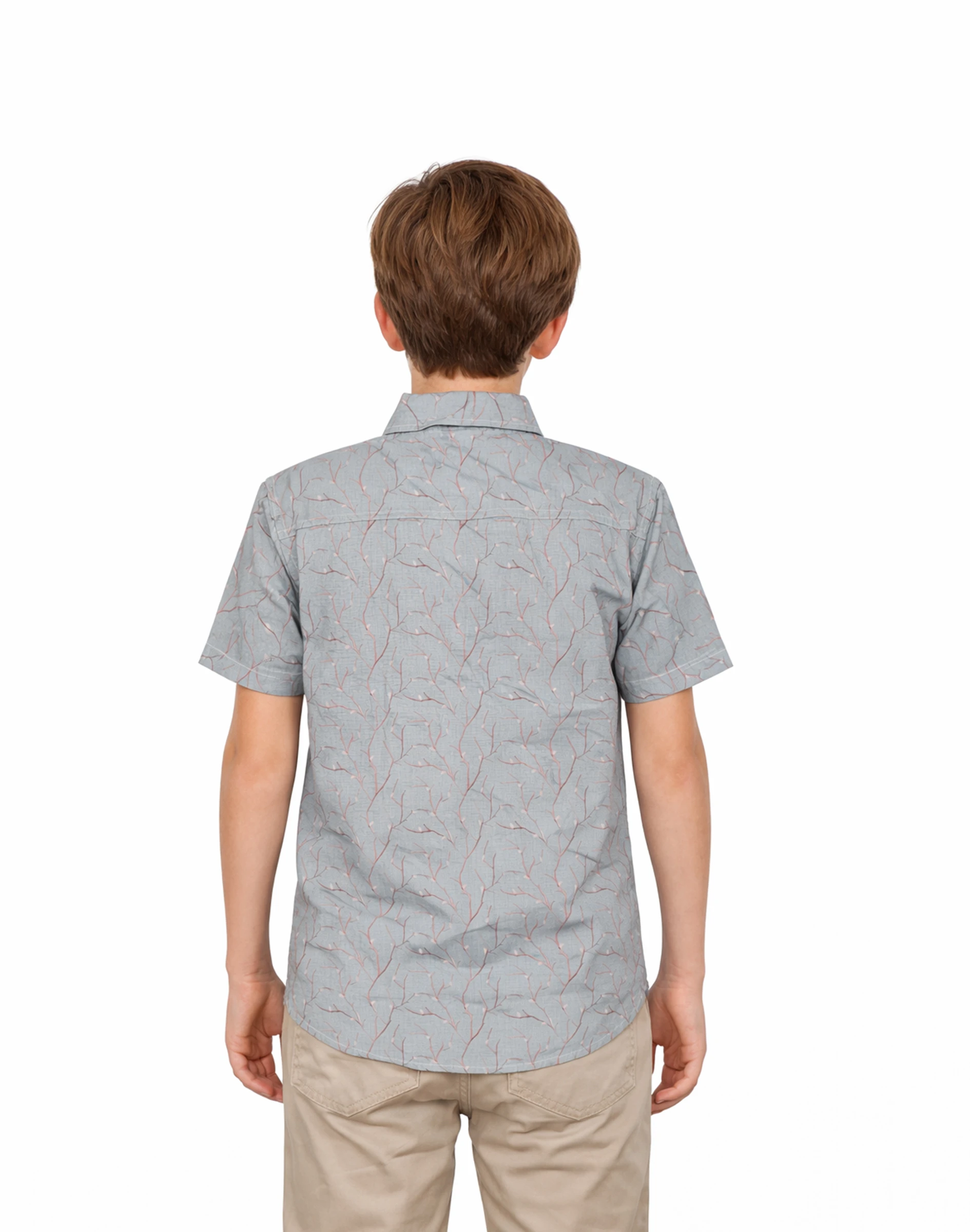 Warrior Kids Mist Blue Branch Print Casual Shirt (2)