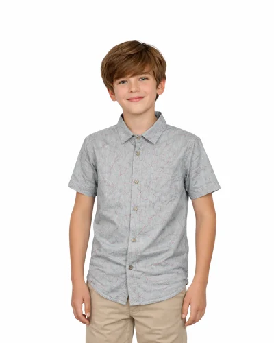 Warrior Kids Mist Blue Branch Print Casual Shirt