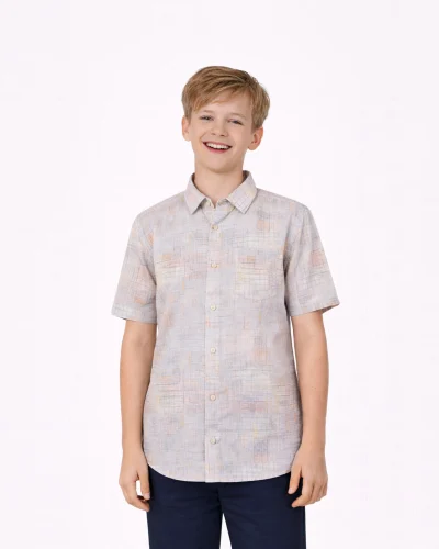 Warrior Kids Mist Check Casual Half Sleeve Shirt