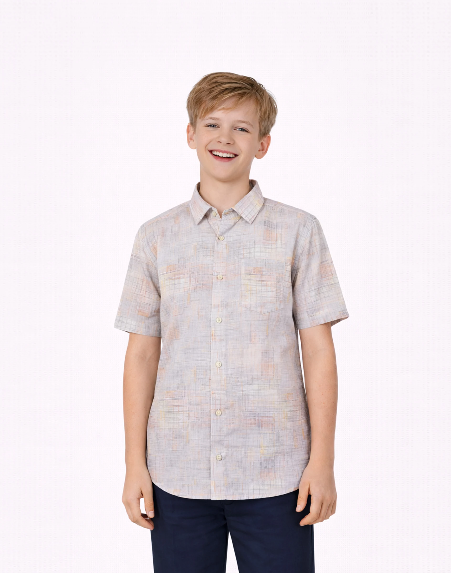 Warrior Kids Mist Check Casual Half Shirt (3)