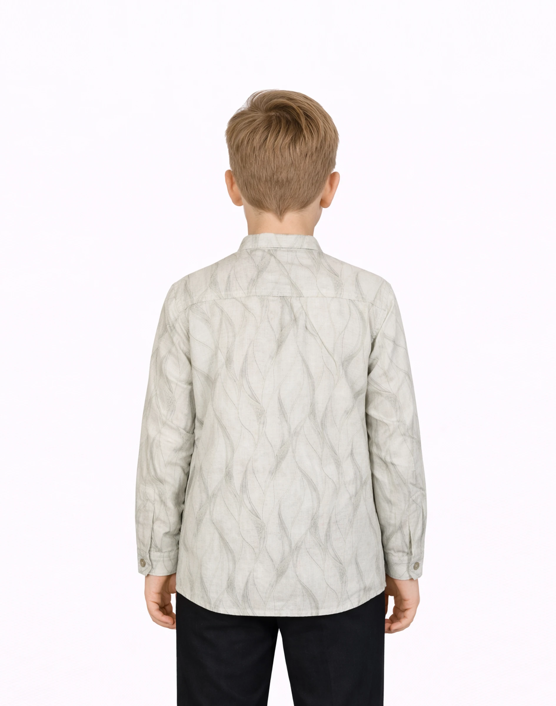 Warrior Kids Mist Leaf Printed Mandarin Cotton Kurta (2)