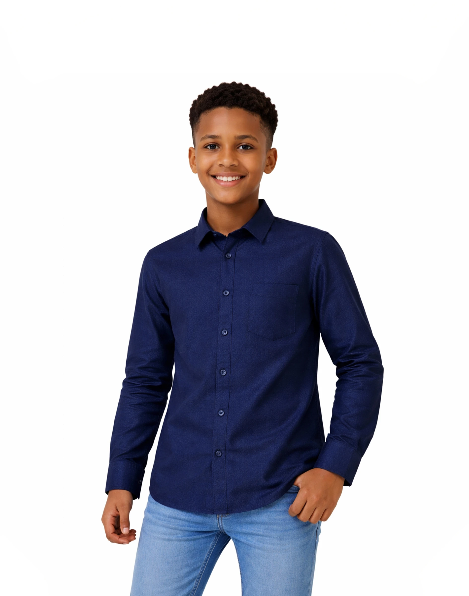 Warrior Kids Navy Blue Silk Shirt (3)