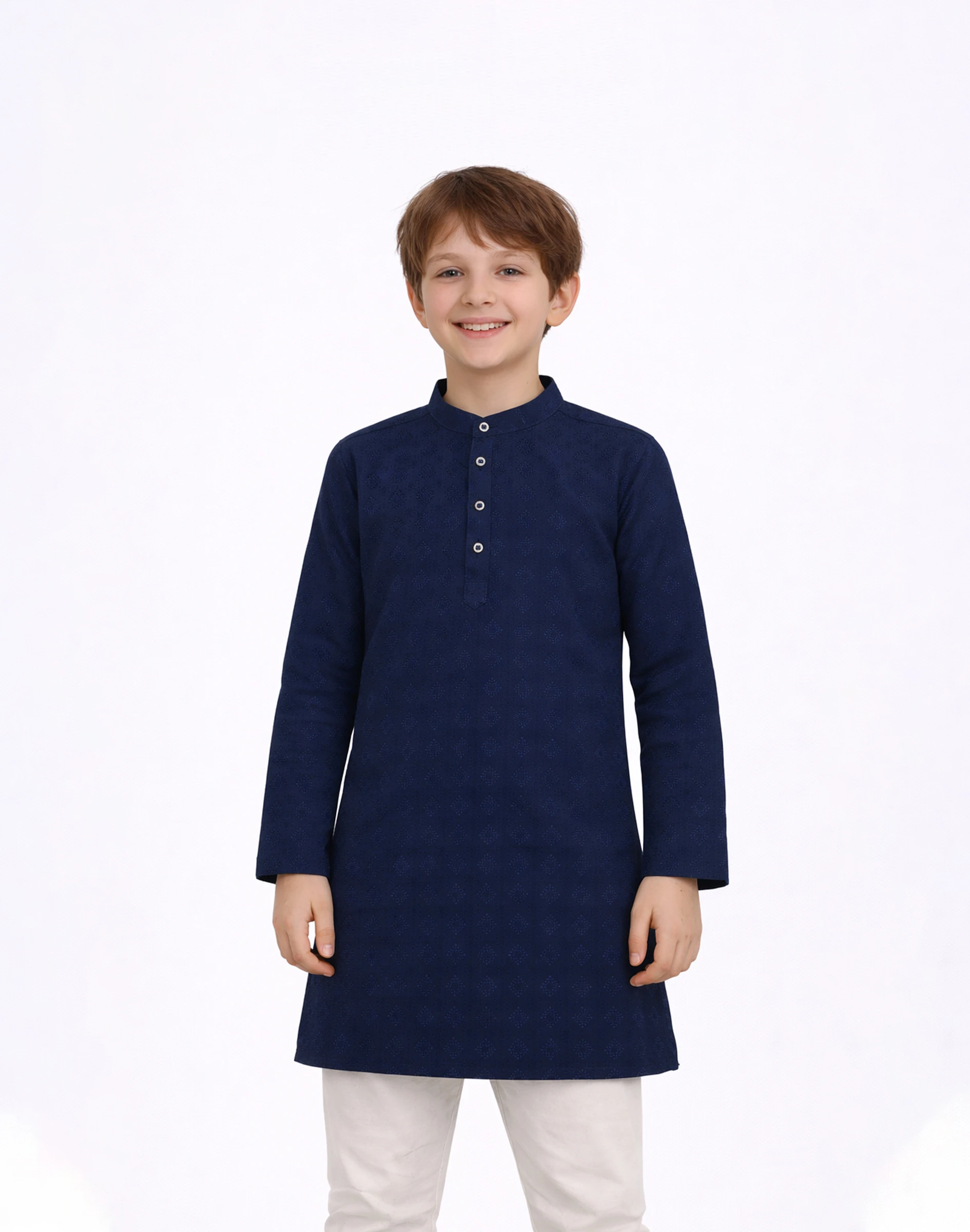 Warrior Kids Navy Blue Textured Festive Kurta (1)